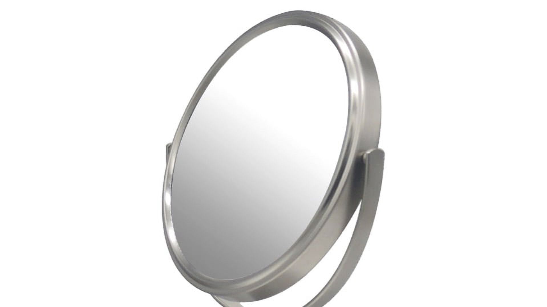 Eden Bath Round Two Sided 5X Nickel Framed Freestanding Makeup / Shaving Mirror