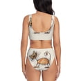thumbnail image 3 of Rocae Brown Cat Cartoon for Bikini Set for Women Two Piece Sexy High Swimsuits Split Crossover Bikini XX-Large, 3 of 9