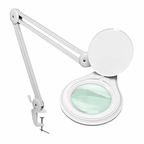 (Glass Lens) Professional LED Magnifying Lamp with Clamp, Dimmable, 1200 Lumens, 5600K-6000K Daylight Bright 60 SMD LED, Work Light Mounting Bracket Clamp (8 Diopter) BoliOptics MG16303321