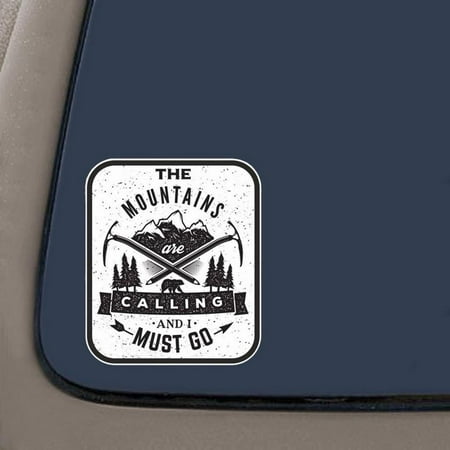 The Mountains Are Calling 2 Sticker/Decal | Vinyl Sticker | 4-Inches by 3.5-Inches | **2-Pack** | Car Truck Van SUV Laptop Macbook Wall