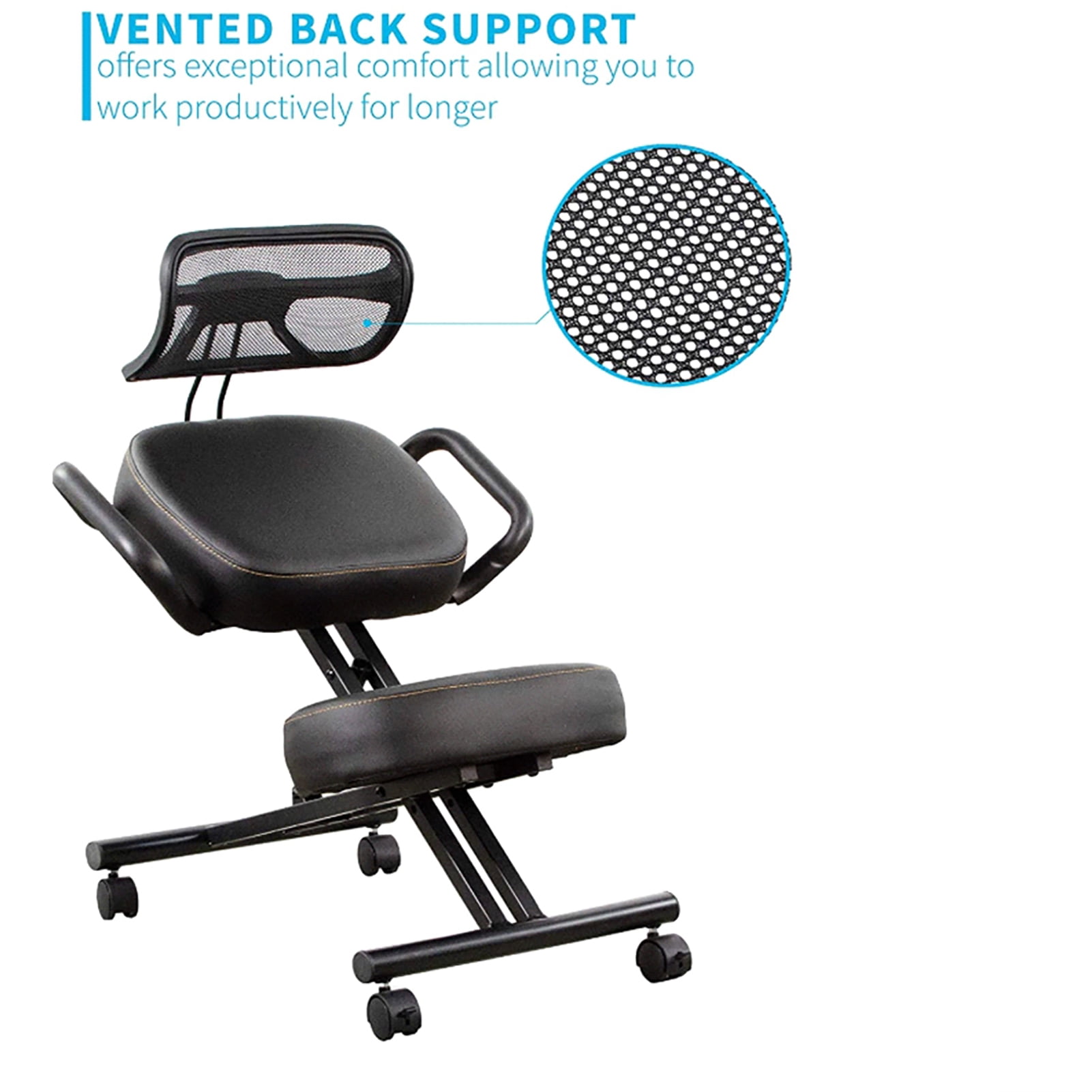 8AM Office 8AM-OF-3013 Thatsit Balans Adjustable Ergonomic Kneeling Chair with Backrest (Red Revive Fabric with Natural Base)