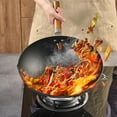 thumbnail image 4 of Carbon Steel Wok,14.2" Wok Pan with Lid, Woks & Stir-Fry Pans No Chemical Coated Wok for Induction, Electric, Gas, Suitable for All Stoves,Flat Bottom Iron Wok, 4 of 7