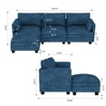 thumbnail image 2 of 107.8'' Blue Fabric L-Shaped Sofa with Movable Ottoman & Pocket Arms - Modern 3-Seater Couch for Living Room, Apartment, Office - Durable, High-Density Foam, 800lb Capacity, 2 of 11