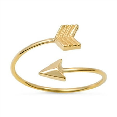 - Open Gold-Tone Arrow Classic Ring New .925 Sterling Silver Band Size 10