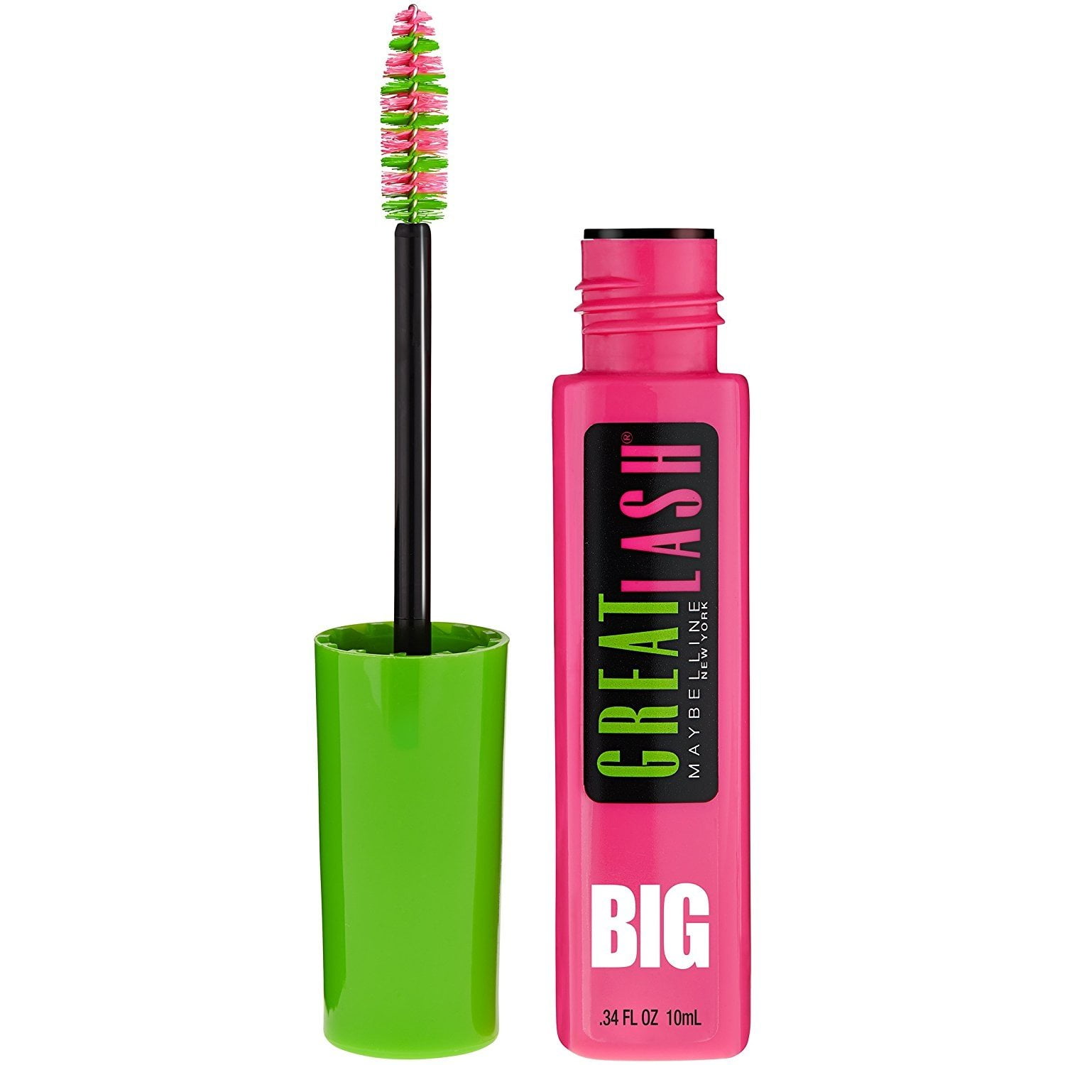 Maybelline Makeup Great Lash BIG Washable Mascara, Blackest Black Volumizing Mascara, 0.34 fl oz