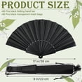 thumbnail image 6 of 80 Pcs Wedding Folding Hand Fans Bulk Silk Fabric Chinese Handheld Foldable Clack Fans with Plastic Ribs for Party, Wedding Gifts, Line Dancing, Home Decorative (Black), 6 of 12