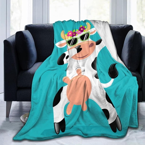 Bonita y divertida manta de felpa de vellón con diseño de vaca, de piel sintética, suave, acogedora, cálida y esponjosa, de microfibra, para cama, sofá, sillón, siesta de otoño, viajes, campamentos,