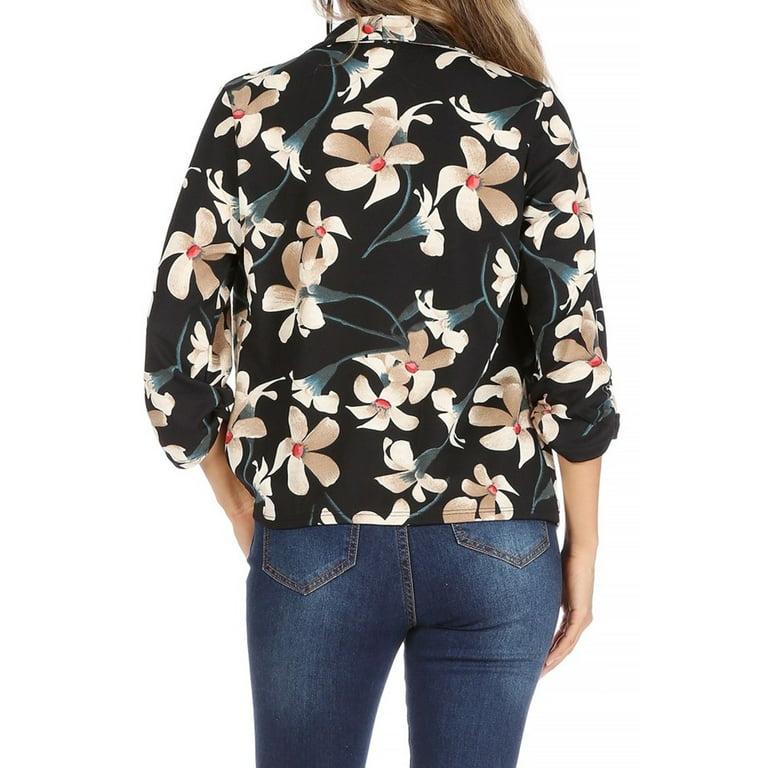 Women's Casual Floral Print Waist Length Fitted Style Blazer Women's Casual Floral Print Waist Length Fitted Style Blazer