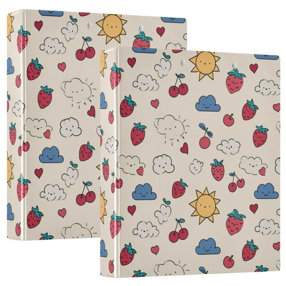 Three Ring Binder Strawberry Cloud Cherry 1.5 Inch Round Binder D-Rings for Office Supplies and More