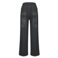 thumbnail image 5 of Straight Leg Jeans for Women Stretch Wide Leg High-Waisted Denim Trouser Versatile Long Jeans Black XL, 5 of 5