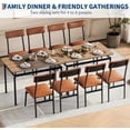 thumbnail image 4 of 5-piece dining mesa set: brown wood kitchen mesa con 4 pu-forrado brown sillas y space-saving metal frame para dining room, 4 of 8