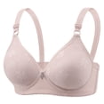 thumbnail image 2 of Bras for Older Women Summer V Neck Floral Jacquard Wireless Push Up Bralettes Comfortable Everyday Bra, 2 of 3