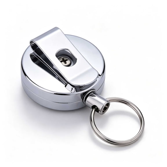 TALENO 60cm Retractable Pull Chain Recoil Key Ring Keychain Belt Clip Metal Card Holder