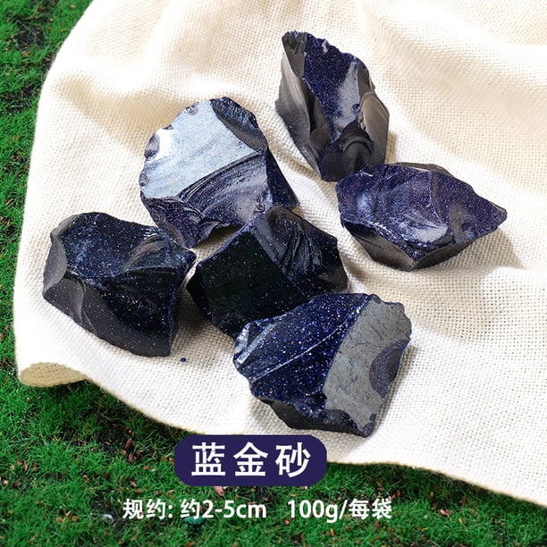 Xiao Hua Piedra de cristal natural cruda de 1 kg, piedra de aromaterapia, piedra de expansión a granel, piedra decorativa mineral de cristal azul natural irregular de 2-5 cm
