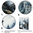 thumbnail image 3 of Designart "Mountain Fortress Castles Misty painting I" Cityscapes Floater Framed Canvas Wall Art, 3 of 7