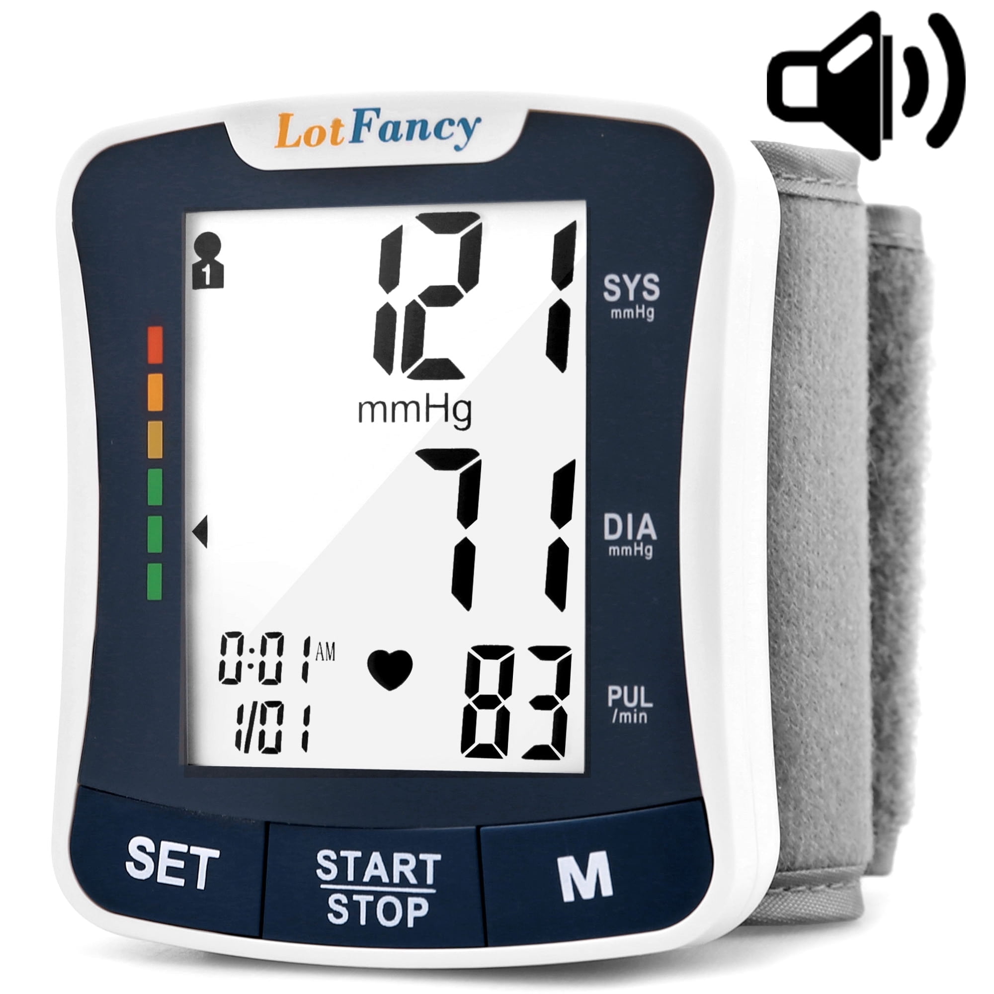 LotFancy Blood Pressure Monitor Wrist BP Cuff with Portable Case, Voice Broadcast