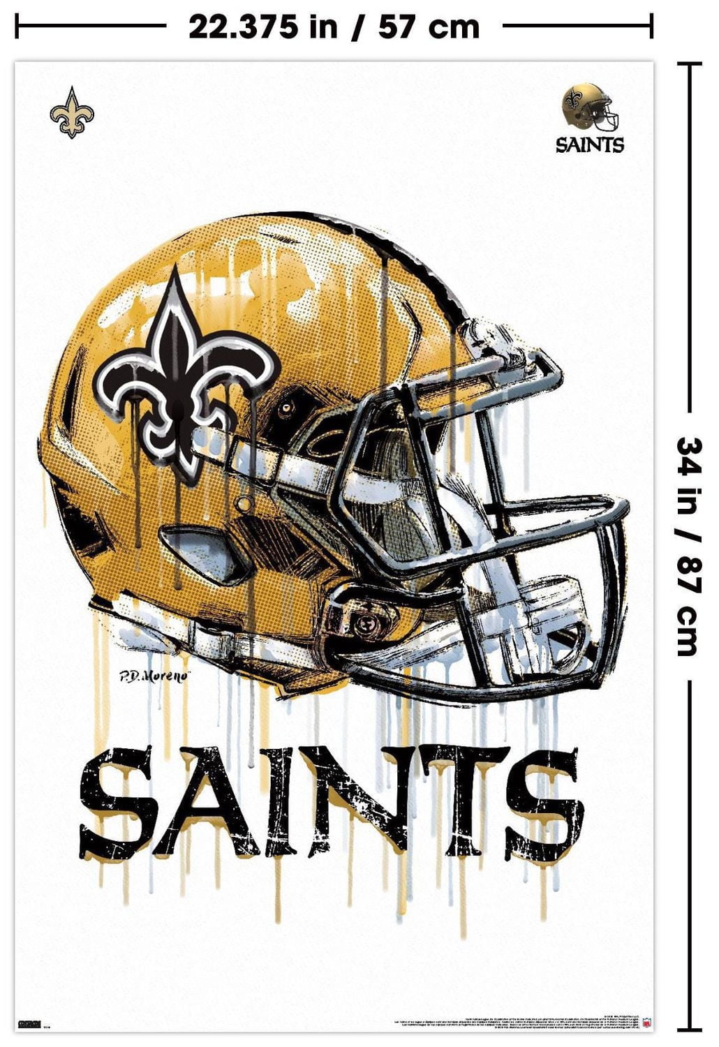 NFL New Orleans Saints - Drip Helmet 20 Wall Poster, 22.375" x 34"