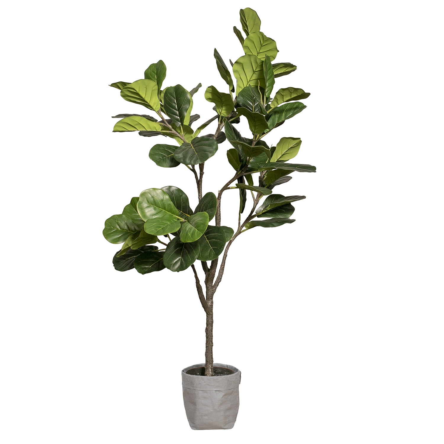 68'' Green Faux Fiddle Leaf Fig Tree in Brown Plastic Planter