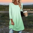 thumbnail image 2 of Hueook Boho Tops for Women Fashion 3/4 Sleeve Long Top with Curved Bottom Mint Green M, 2 of 6