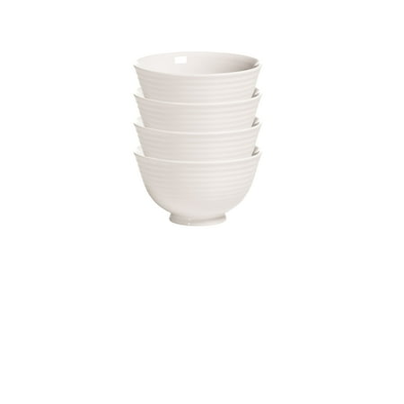 White Porcelain Bowl - overandback Porcelain Footed Noodle Bowl, set of 4, White