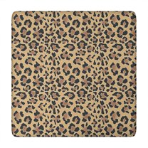 Brown and Black Leopard Print Square Fitted Tablecloth with Elastic Edge,Square Table Cover,Washable Elastic Table Cover for Home Kitchen Party Decor 34"x34"