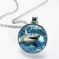 thumbnail image 2 of Shark Glass Design Circular Pendant Necklace - Elegant Jewelry Piece, 2 of 5