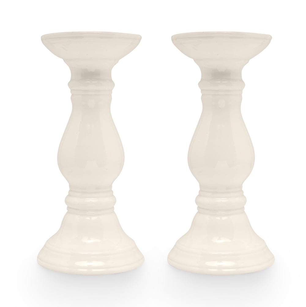 Bonita Home 9" Candle Holder Set, Ceramic Candle Stick Holder - Pillar