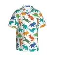 thumbnail image 2 of Fotbe Colorful Dinosaur Hawaiian Shirt for Men Unisex Summer Beach Casual Short Sleeve Cotton Linen Button Down Shirts-3X-Large, 2 of 9