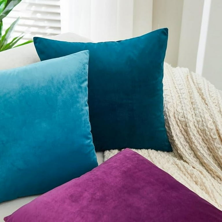 Nmkwnr Pack Square Throw Pillow Covers Solid Decorative Pillow