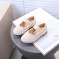 thumbnail image 5 of Kids Flock Mary Jane Flats for Girls Soft Sole Kids Shoes Non-Slip Elastic Strap Casual Dress Shoes Beige,Size 6, 5 of 8