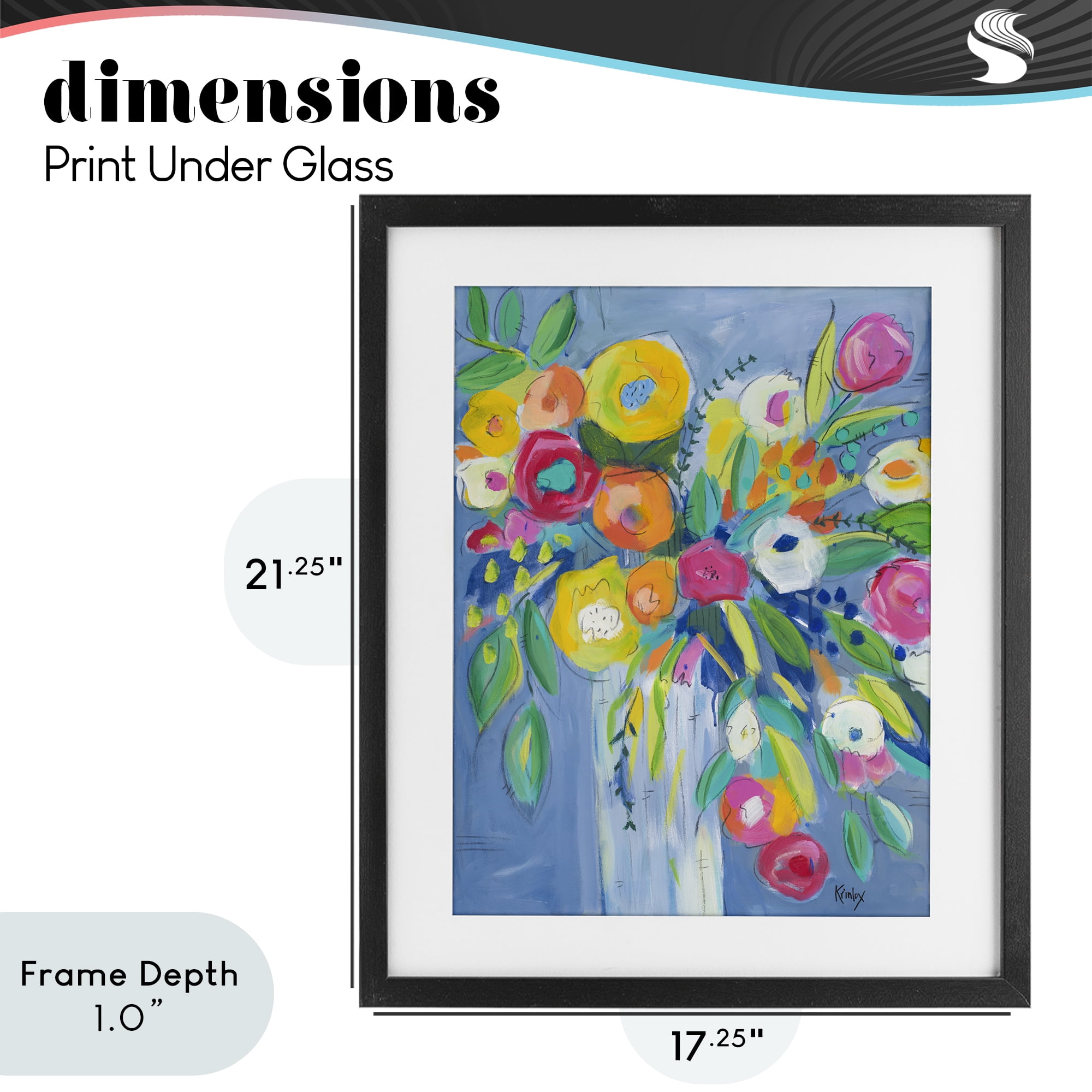 Stupell Industries Cheerful Blossom Energy Black Framed Print Under Glass, design by Krinlox