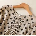 thumbnail image 5 of Qulqfy Short Sleeve Women's Blouses Cotton Linen Polka Dot Casual Crew Neck Button Down Khaki Spring Tie Summer Tops for Women 2026 M, 5 of 9
