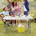 thumbnail image 2 of SONGMY4 ft Indoor Outdoor Heavy Duty Plastic Folding Table Portable Picnic Table Fold-in-Half Utility Table w/Handle and Steel Legs for Camping, Dining, Party, White, 2 of 18