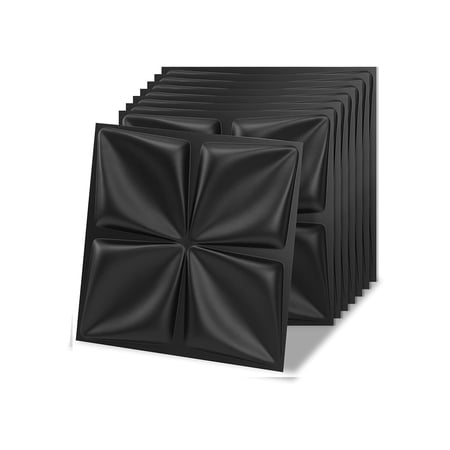 30Pack 3D Wall Panels for Interior Wall Décor Black 11.8"*11.8" Covering Panels, PVC Textured 3D Wall Tile for Living Room, Bedroom DIY Interior Décor