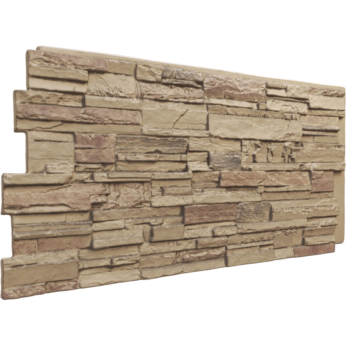 Ekena Millwork 48.625"W x 24.75"H x 1.25"D Cascade Stacked Stone, StoneWall Faux Stone Siding Panel, Colfax