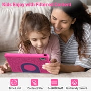 Android 14 Kids Tablet 10.1 inch with Case, 3GB, 64GB, IPS Touch Screen, Quad-Core,1280x800 | Wi-Fi6 | 6000mAh | Google Certified(Pink)