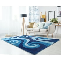 United Weavers of America Swirl Shag Contemporary Area Rugs, Blue