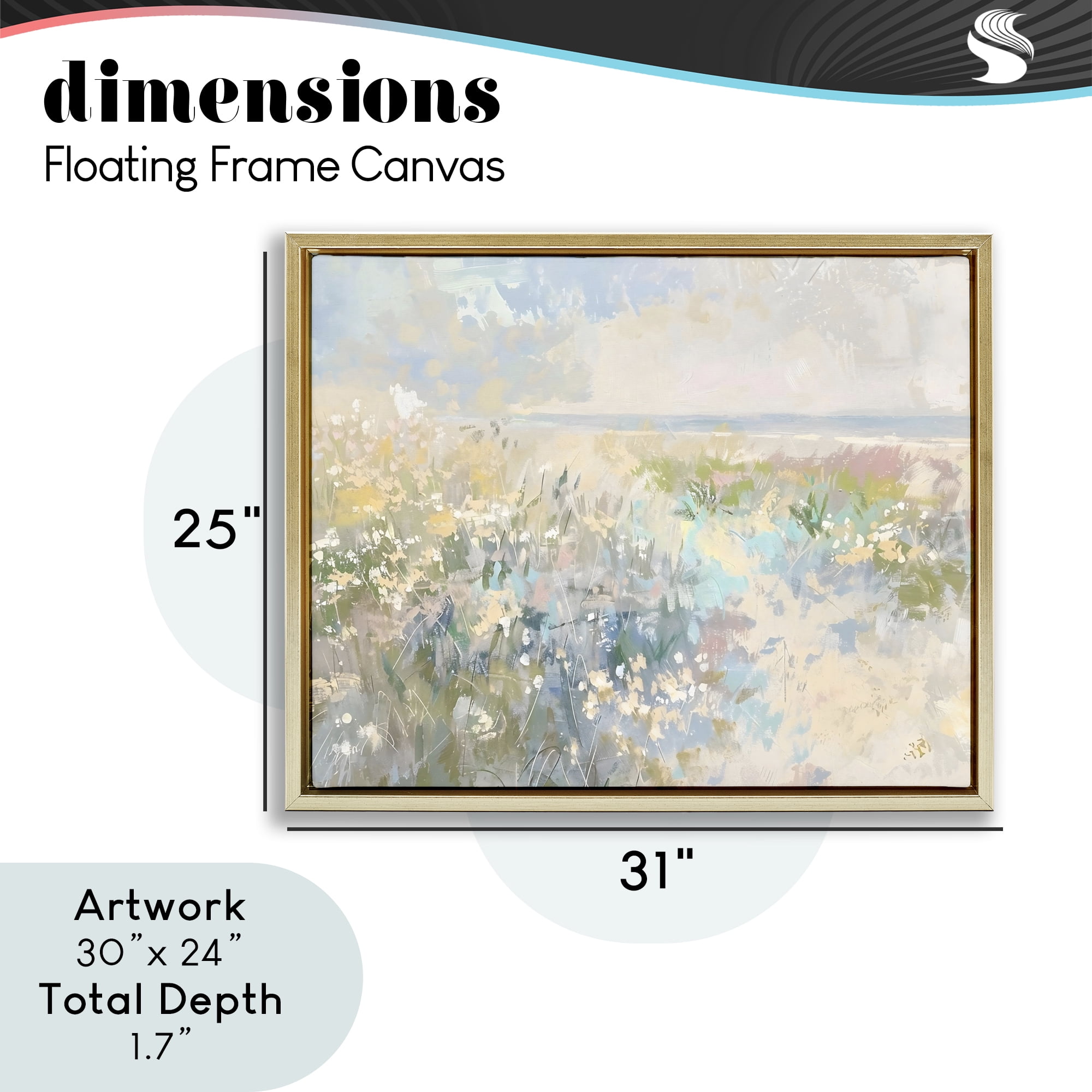 Stupell Industries Mottled Pastel Field Impression Gold Framed Floater Canvas Wall Art, design by Creative Studio