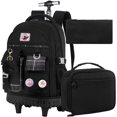 thumbnail image 1 of Mochila con ruedas gxtvo, 3 unidades, para mujeres y niñas, con lonchera negra, 1 of 7