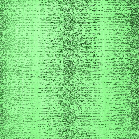 Ahgly Company Indoor Square Abstract Emerald Green Contemporary Area Rugs, 7' Square