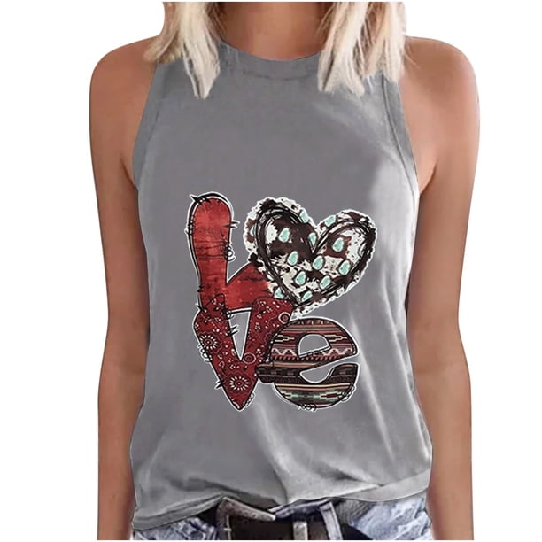 Camiseta sin mangas con cuello redondo y letras a la moda de verano para mujer, blusa, jersey Pompotops lopia993289