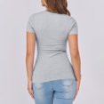 thumbnail image 4 of Harpily Women's Summer Scoop Neck Short Sleeve T-Shirts Ribbed Knit Slim Fitted Casual Basic Top Grey XXXL, 4 of 6