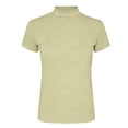 thumbnail image 7 of Gsakboxl Tops for Women Women Solid Mock Neck Short Sleeve Casual Blouse Slim Fit Basic Tee Top Beige L, 7 of 7