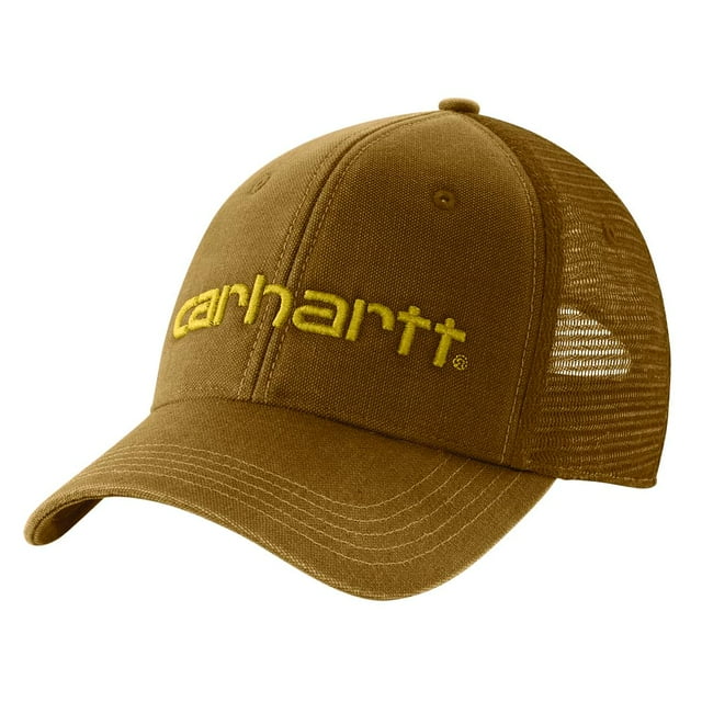 Gráfico del logotipo de Cap Carhartt en lona con parte trasera de malla para hombre