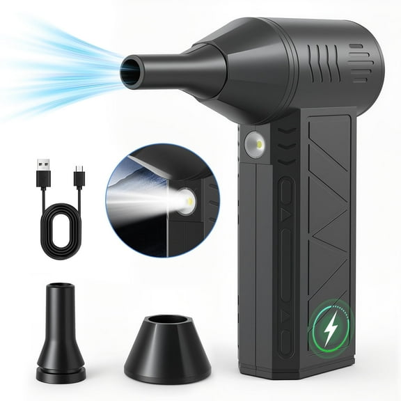 Compressed Air Duster, 180000RPM 3-Gear Adjustable Electric Air Duster with LED Display, Rechargeable Cordless Air Blower with Fast Charging for Computer, Keyboard, House, Outdoor and Car