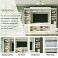thumbnail image 3 of White Farmhouse 4-Piece Entertainment Center for TVs Up to 70", Walnut TV Stand with Bookshelf, Adjustable Shelves & Wine Rack, 3 of 17