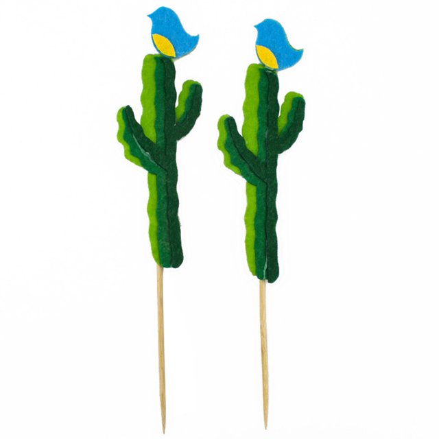 Coxeer Cake Topper Set Felt Plant Cute Cake Pick Cupcake Decoration Stick for Birthday
