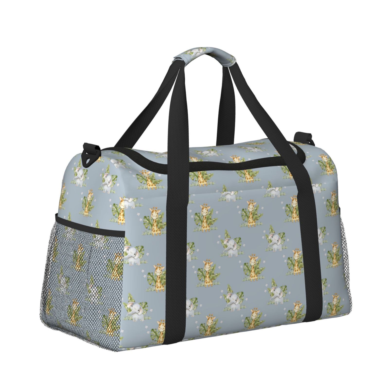 Fuzoiu Baby Elephant Giraffe Print Travel Duffle Bag,Carry On Tote Bags,Duffel Bag,Sport Gym Bag, Hospital Bag for Labor and Delivery, Overnight Bag,Luggage Bag