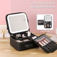 thumbnail image 3 of Travel Makeup Bag with Mirror of LED Lighted, Makeup Train Case with Adjustable Dividers, Makeup Case with Mirror and Detachable 10x Magnifying Mirror Black, 3 of 6