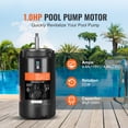 thumbnail image 2 of KFFKFF 1 HP Swimming Pool Pump Motor, 56J Frame, Dual Voltage 115V(9.8 Amps)/230V(4.9 Amps) 3450 RPM, 60Hz Frequency, 1.4 Service Factor, 90μF/250V Capacitor, Counter Clockwise Rotation Round, 2 of 9